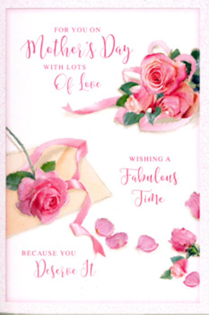 The Mother's Day card displayed here is styled like a serene flat-lay arrangement, its centre dominated by a cluster of lush pink roses resting on a clean, pale background. The roses are depicted with great care, each bloom showing multiple layers of petals in shades ranging from soft blush to mid-tone rose-pink, giving the impression of depth and fullness. The petals appear velvety and thick, with natural curves and slight folds that catch the soft, diffused light, reminiscent of roses laid out on a workbench at a Finchley florist's studio. Around the main bouquet, several petals have fallen loose, scattered in an artful, unhurried way that adds to the romantic, slightly nostalgic mood, like petals drifting onto a windowsill in a North Finchley townhouse. A pastel-coloured ribbon, silky and smooth, slips delicately between the flowers, wrapping around the central cluster with gentle loops that mirror the spiral of each rose. The overall lighting is even and gentle, creating subtle shadows and a feeling of calm, as though the card is resting in natural daylight near a quiet Finchley garden. Flowing across the surface, a handwritten-style message in elegant, swirling script conveys Mother's Day wishes, the letters sweeping gracefully above and around the roses. This calligraphy feels intimate and personal, as if written especially for one cherished mum. Together, the soft colours, tender flowers, and heartfelt words create an impression of warmth, rest, and gratitude, perfectly suited to accompany a fresh bouquet delivered around Finchley-from the bustling stretch of Finchley Central to the residential streets near East End Road and Long Lane.